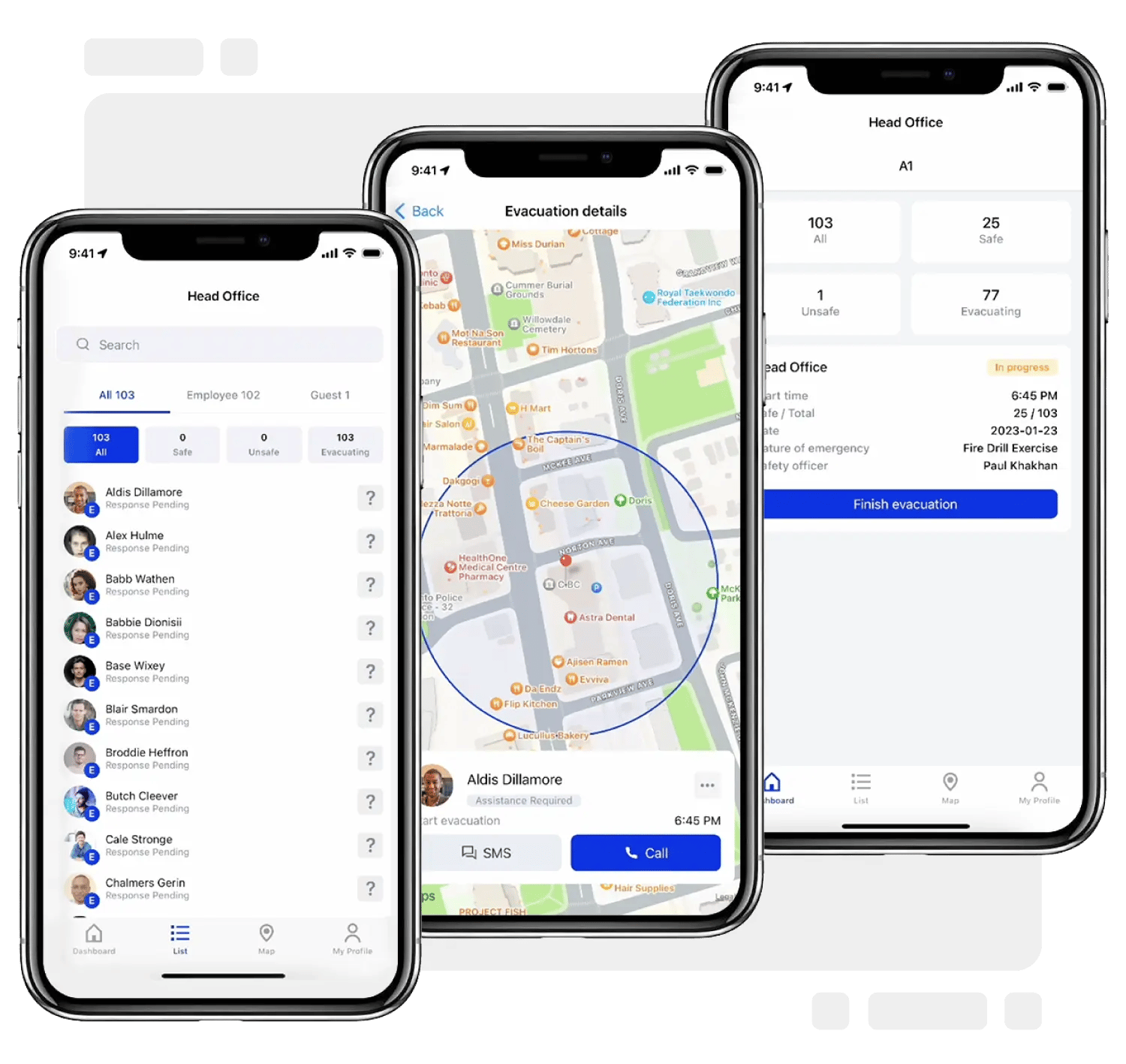 evacuation tracking