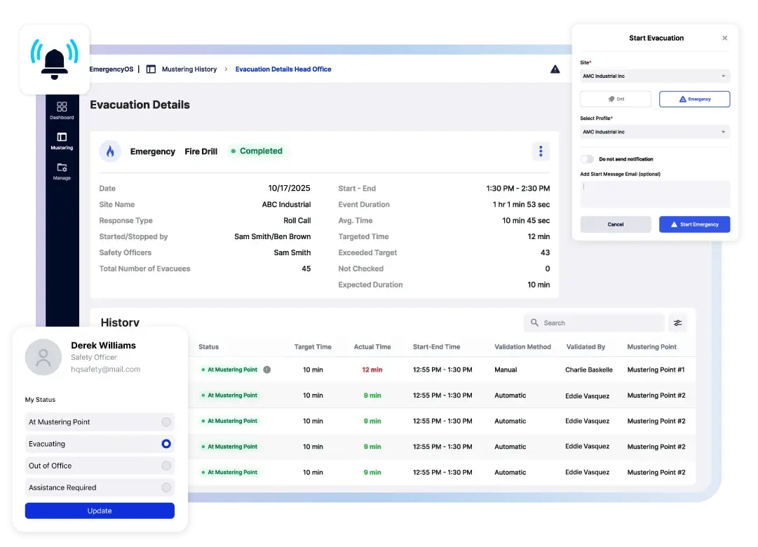 EmergencyOS- FacilityOS platform module for emergency and evacuation management