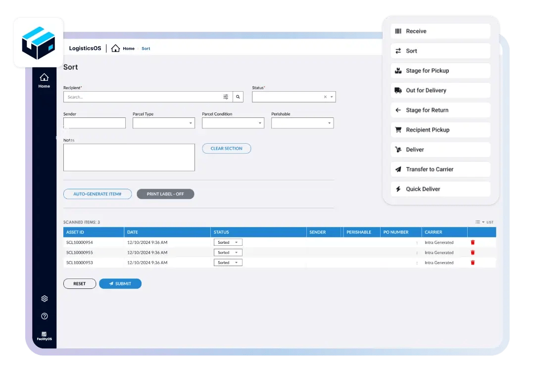 LogisticsOS- FacilityOS platform module for asset and logistics management