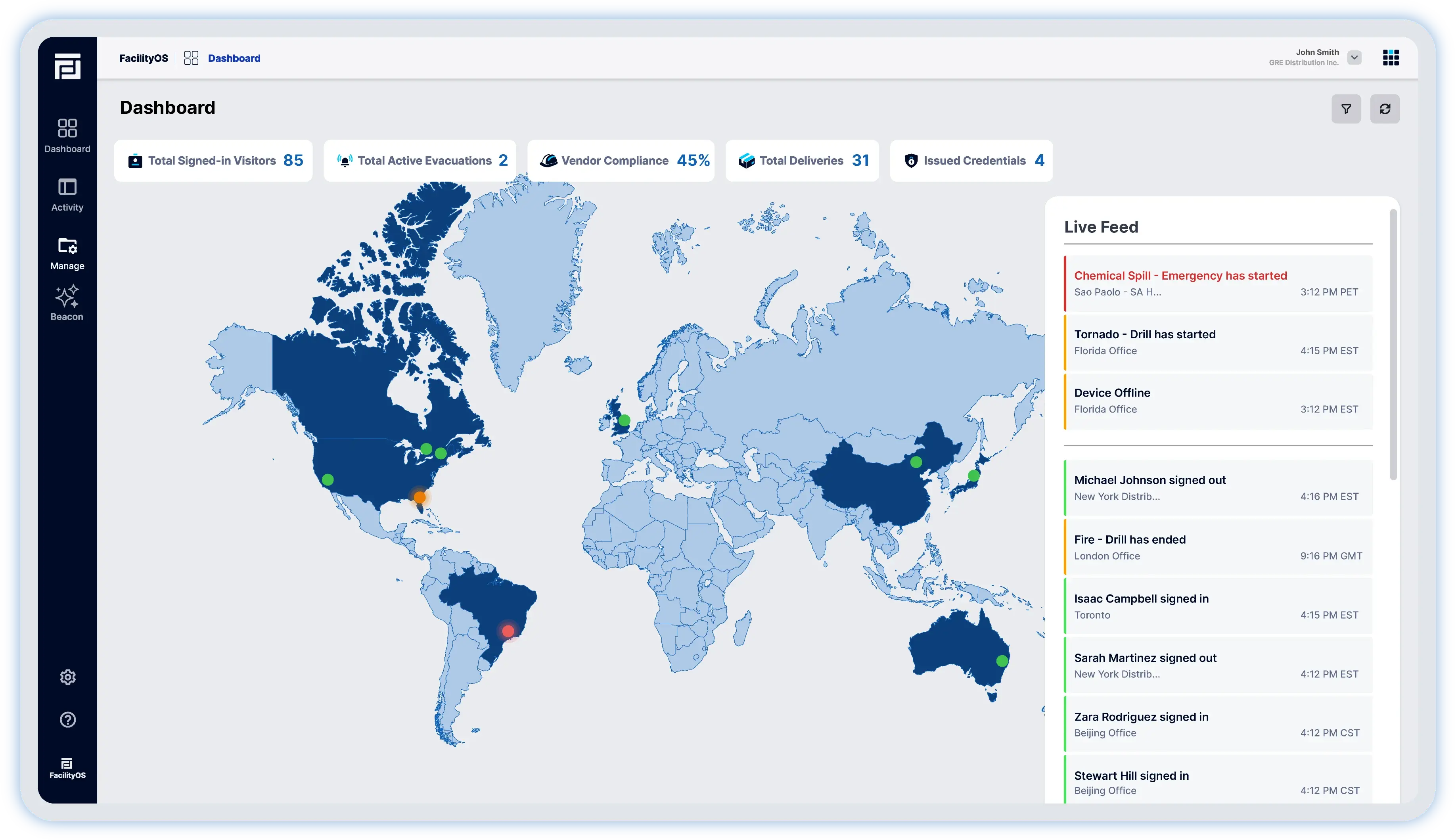 FacilityOS platform screenshot